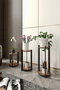 Hanah Home Flower Desk Round - Soporte de madera para plantas Nogal